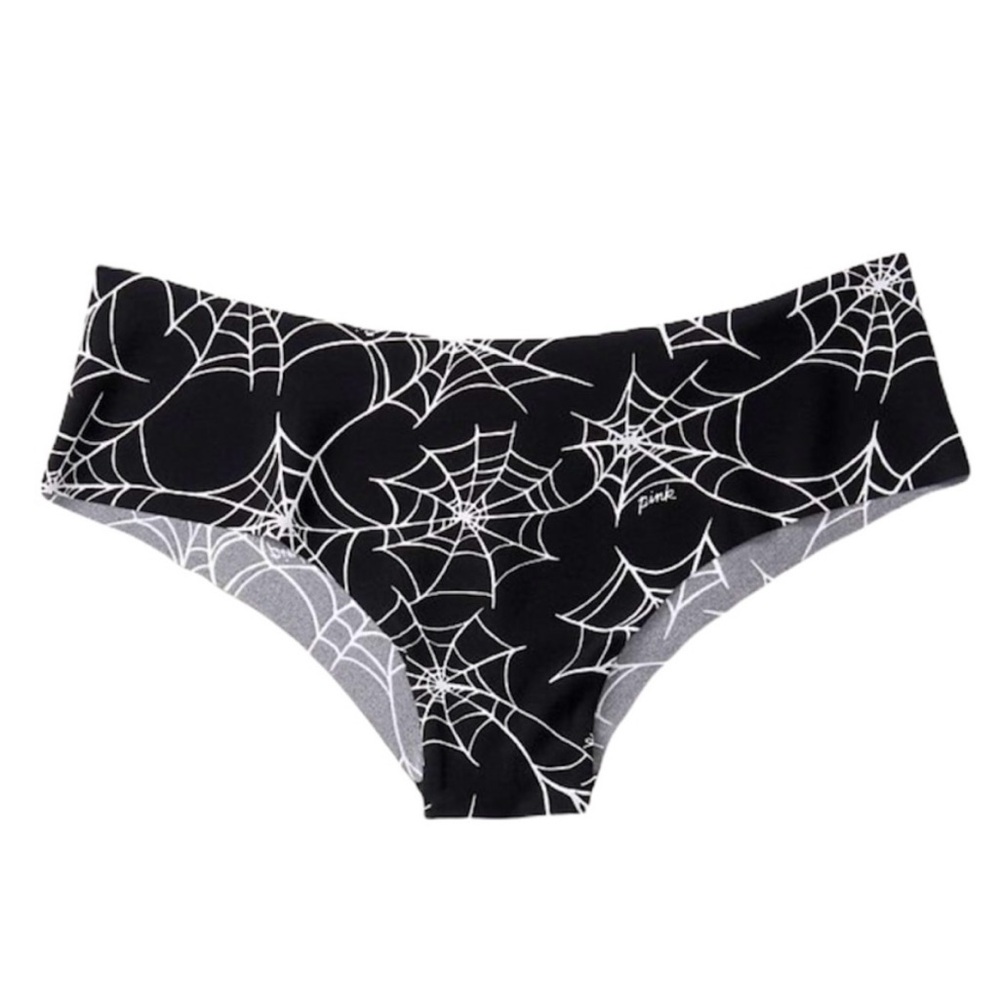 VS PINK Halloween Spider Web No Show Cheekster L XL